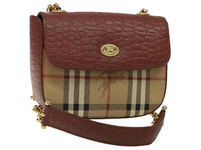 Autre Marque Borsa a spalla Burberrys Nova Check PVC Beige Oro Auth 124690 D'oro