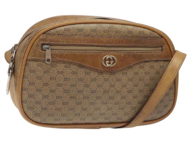 Gucci Borsa a spalla Micro GG Supreme PVC Beige Oro Auth ti3123 D'oro