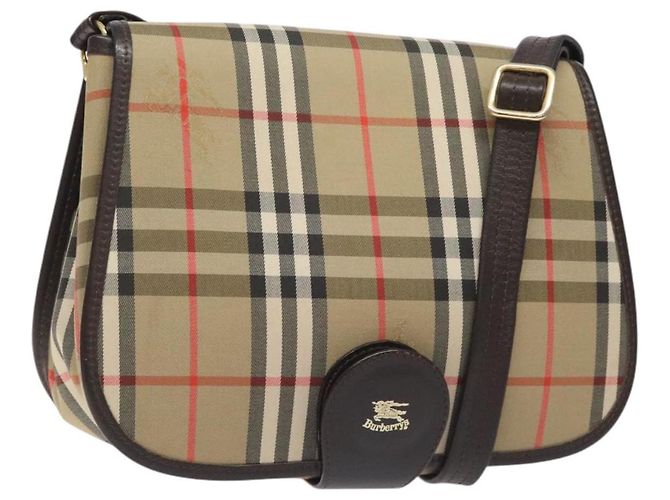 Autre Marque Borsa a spalla Burberrys Nova Check in tela beige oro Auth am8546 D'oro