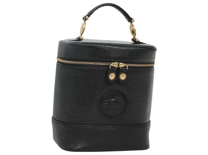 Bolsa Vanity de couro preto e dourado VERSACE Auth bs26703