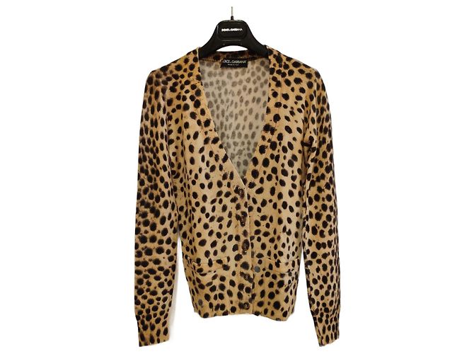 Dolce & Gabbana CARDIGÁN DE CACHEMIRA CON ESTAMPADO DE LEOPARDO DOLCE&GABBANA. Multicolor