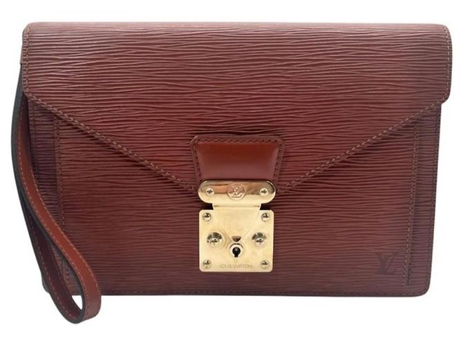 Clutch Louis Vuitton Marrone in Pelle Epi