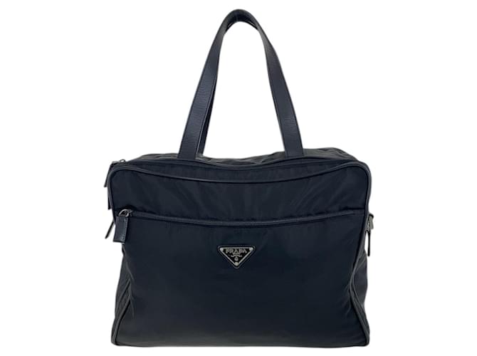 Prada Tessuto Saffiano Nylon Leather Briefcase Black  ref.2285771