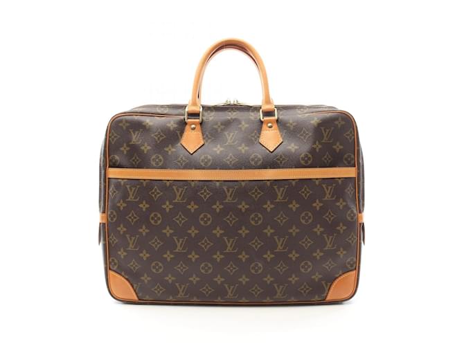 Louis Vuitton Porte-Document Voyage Briefcase Brown Leather Patent leather Cloth Plastic  ref.2285827
