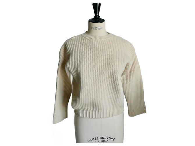 Hermès HERMES Pull laine court écru 36/38 TBE