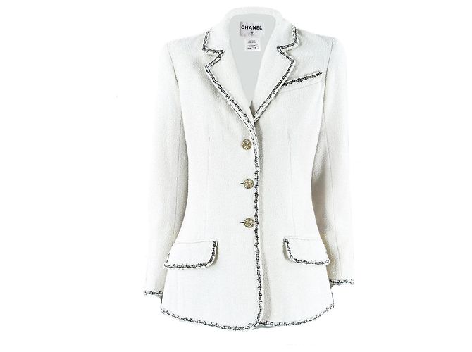 Chanel Paris / Venice Ecru Tweed Jacket 36 FR Cream