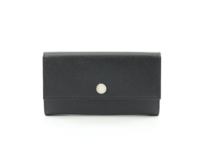 Bulgari Bvlgari Bi-fold Long Wallet in Black Leather  ref.2286387