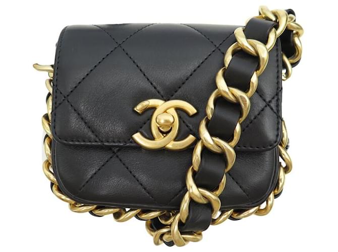 NEW CHANEL HAND BAG CHAIN AROUND AS2833 BLACK MINI FLAP BAG