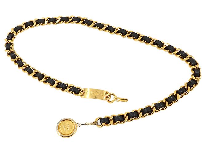 Cinturón de Cadena Chanel 31 Rue Cambon Negro Dorado