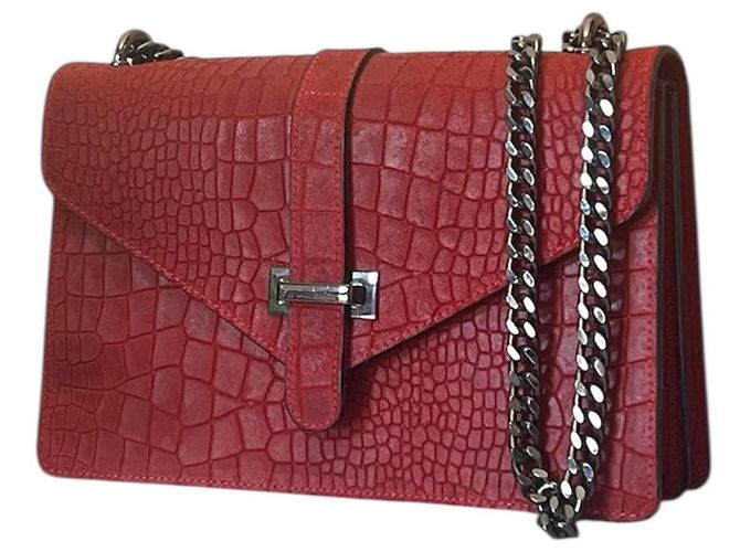 Autre Marque Bolsa The Genuine Leather em couro de crocodilo vermelho