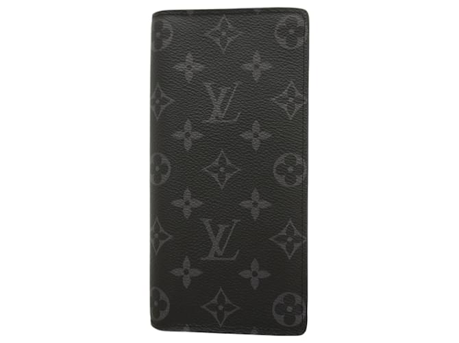 Brazza Louis Vuitton Long Wallet Monogram Eclipse Black  ref.2286806
