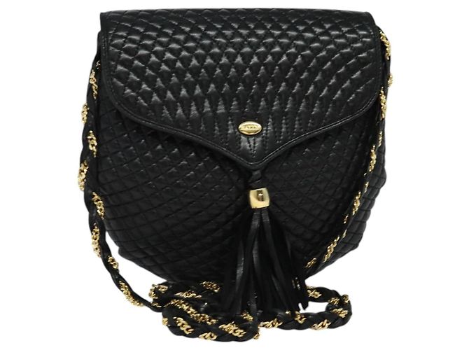 Borsa a spalla BALLY in pelle nera e oro Auth BA2569 Nero D'oro