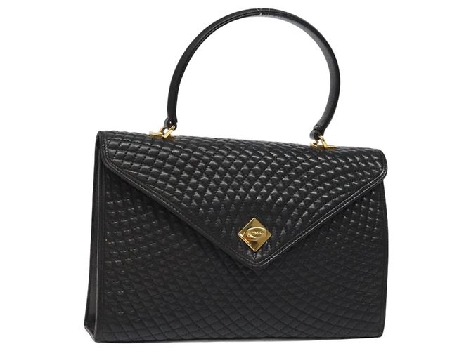 Sac à main BALLY en cuir noir et or Auth gh201 Doré