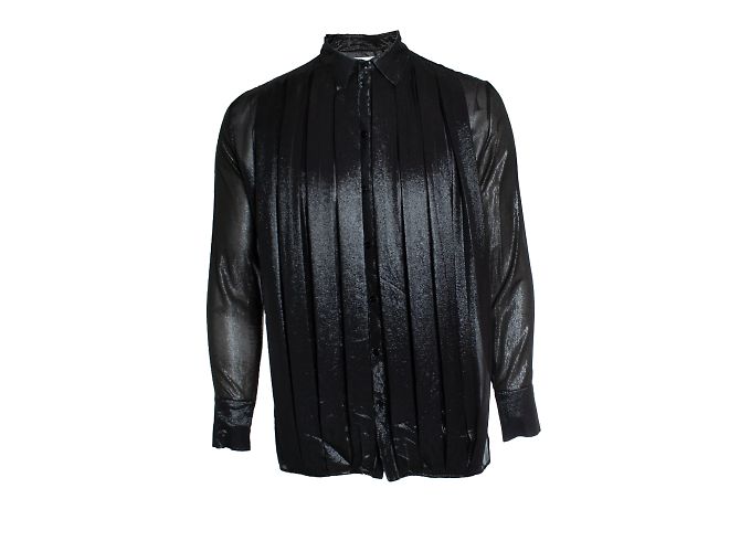 Saint Laurent, camicia in Lurex con pieghe 2019 Nero