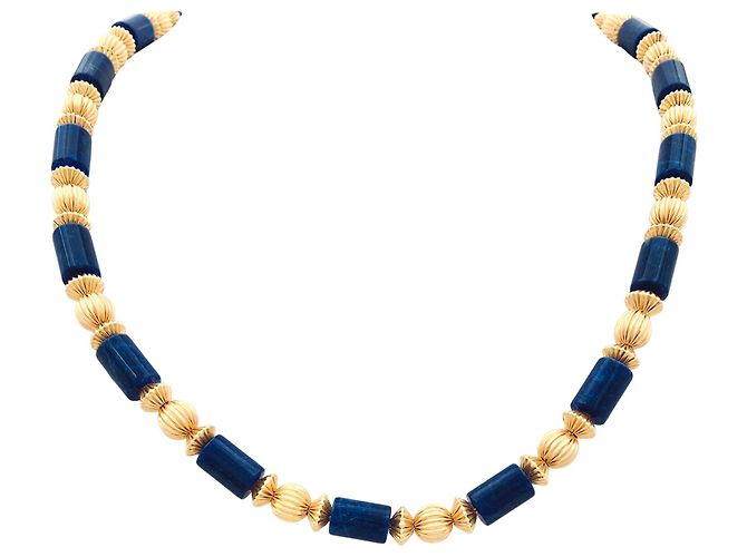 Collar Lalaounis, oro amarillo, sodalitas.