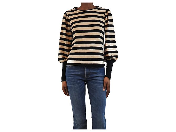 Bellerose Beige und schwarz gestreifter Pullover - Größe UK 6