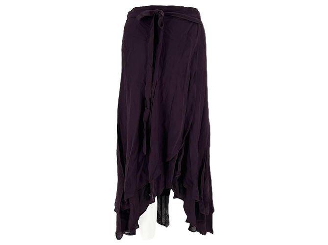 Falda larga burdeos de viscosa Reformation M