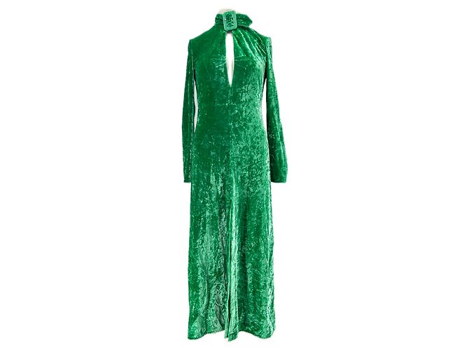 Attico Maxikleid aus grünem Samt