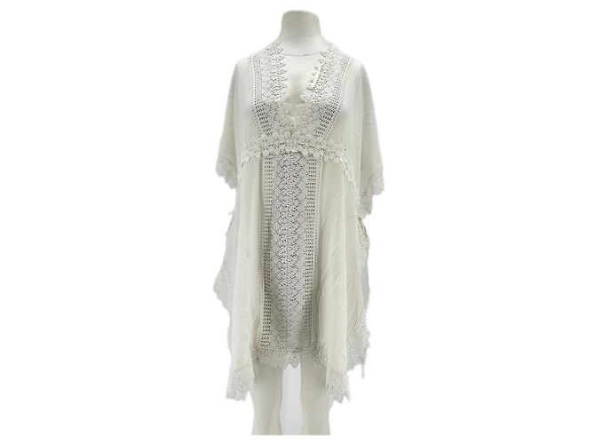 Autre Marque Vestido midi de algodão branco Charo Ruiz