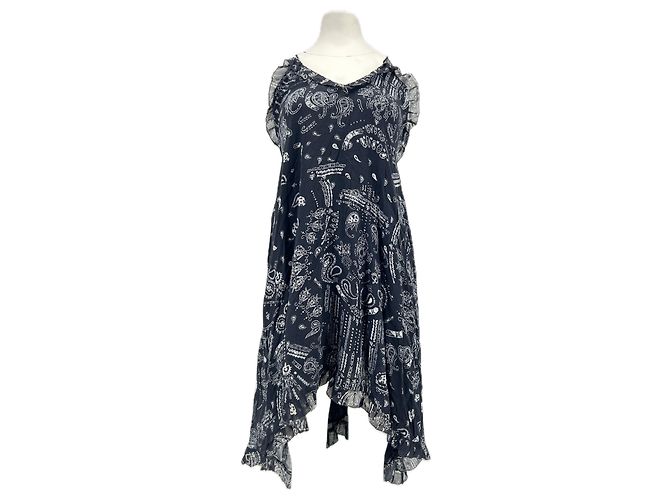 Vestido midi de seda estampado azul marino Iro