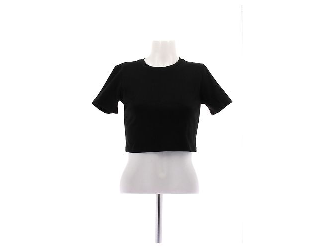 Autre Marque Crop top nero a maniche corte