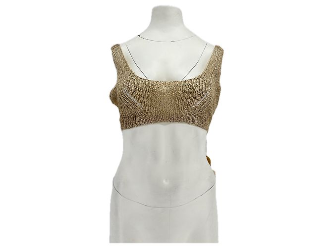 Autre Marque BANANHOT Mesh Crop Top braun mit Pailletten