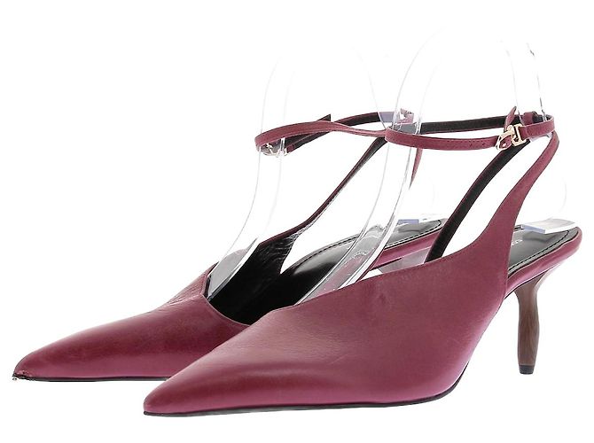 Autre Marque Rote Leder Slingbacks