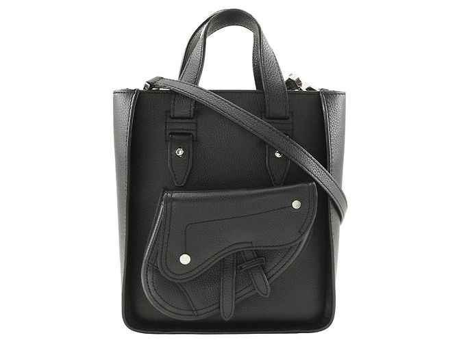 Sac mini tote Dior Saddle en cuir 2 en 1 Noir