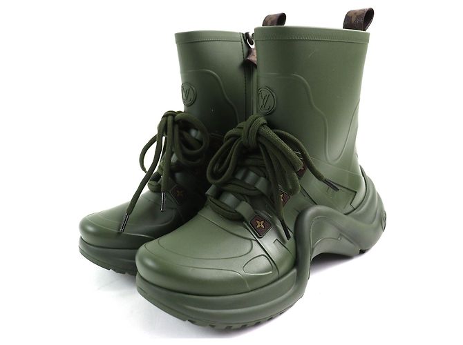 Bottes de pluie Monogram Arclight Louis Vuitton Khaki Vert Kaki