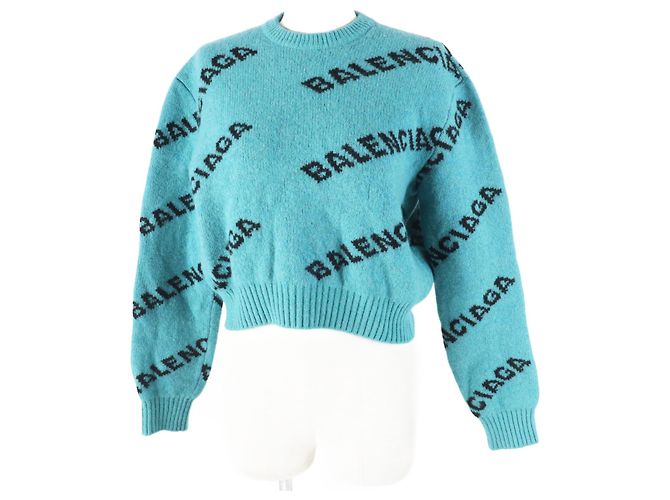 Balenciaga Strickpullover aus Wolle Nylon Jacquard Grün 34