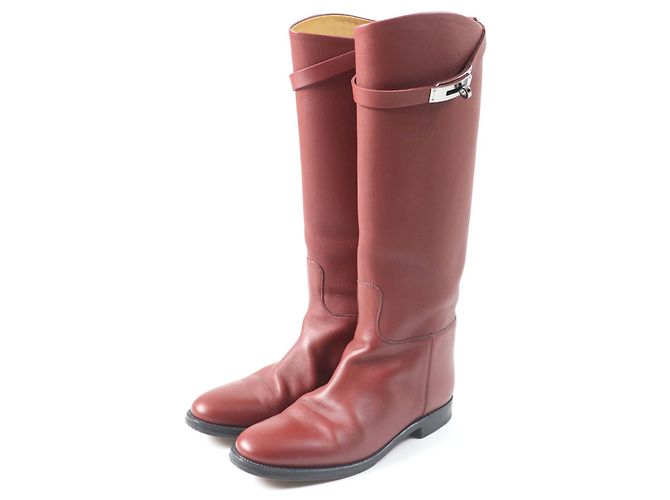 Hermès Hermes Kelly Leder Springstiefel rot 37 Lila