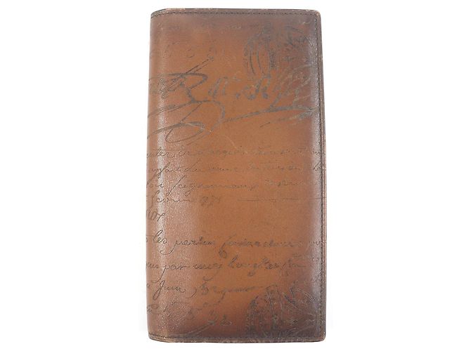 Berluti Scrit Calligraphy Leather Wallet Brown