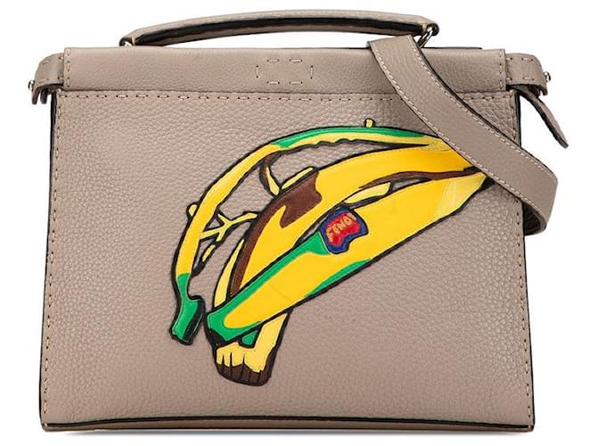 Fendi Peekaboo Fit Mini Selaria Leather 2way Bag Grey  ref.2289620