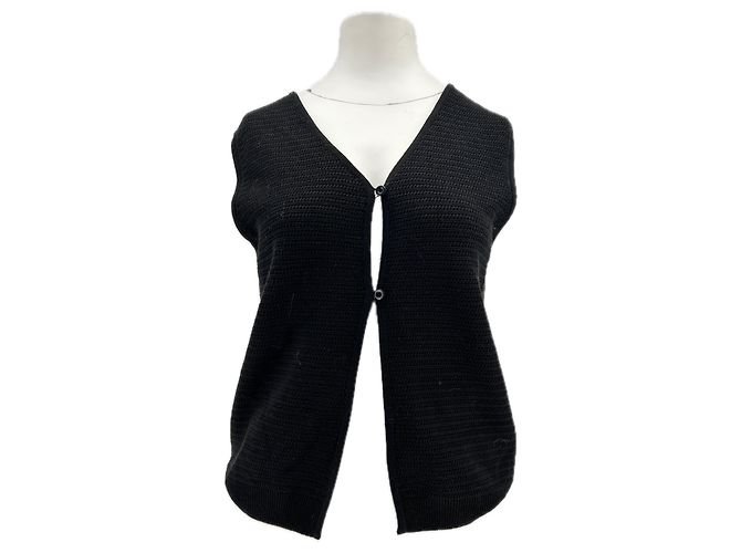 Autre Marque DUNST Ärmellose Strickjacke Schwarz Baumwolle S