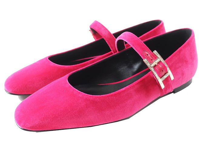 Hermès Sapatilhas de balé Velor Hermes 36.5 Mulheres