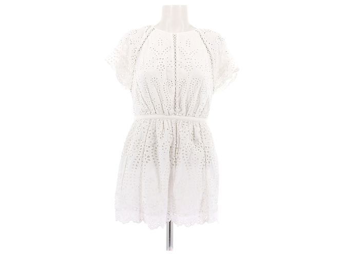 Mono blanco de algodón Zimmermann de manga corta