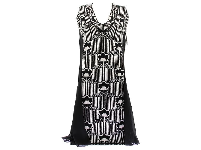 Prada ärmelloses Wollkleid schwarz weiß