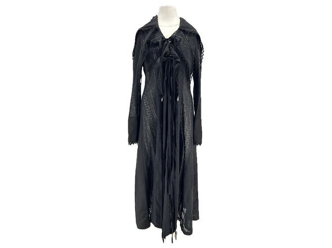 Vestido largo negro Loewe con bordado de algodón