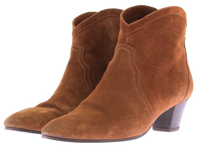 Autre Marque Botines de ante color camel Castaño