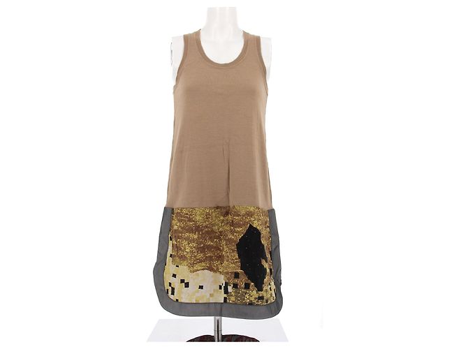 Givenchy Beige Strickkleid mit bunten Mustern Braun