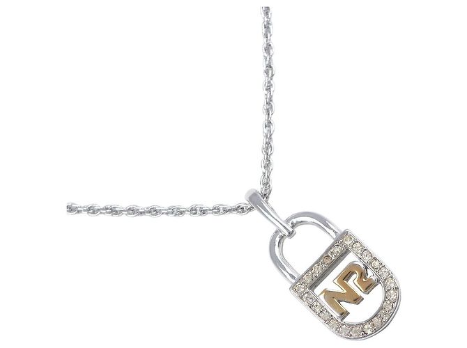 Autre Marque Collar de plata con logo de Nina Ricci