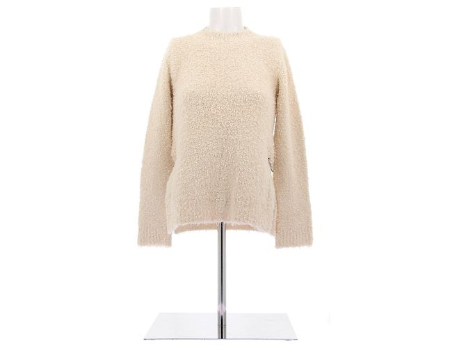 Paco Rabanne Fleece Pullover Creme Baumwolle S Kamel