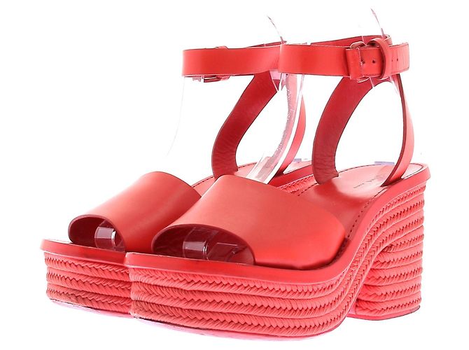 Céline Sandales compensées rouges Red