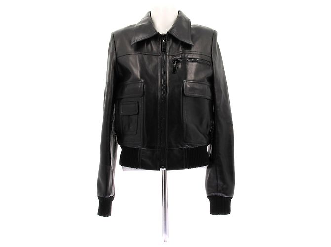 Louis Vuitton Veste en cuir noir