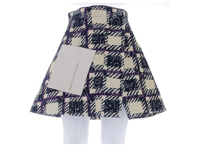 Louis Vuitton Saia de veludo estampada em tartan Bege