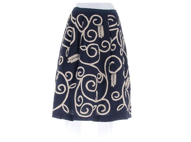 Jupe Louis Vuitton brodée bleu marine en viscose