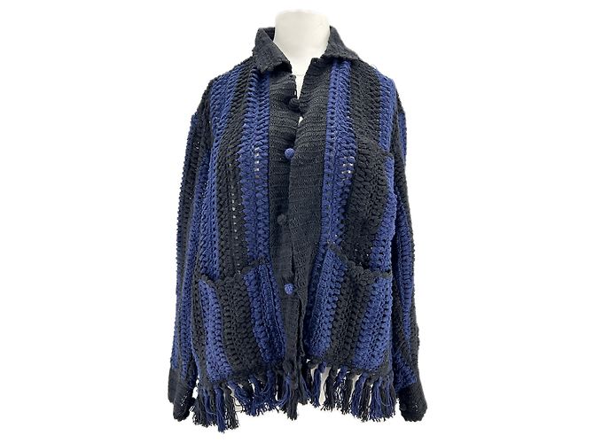 Autre Marque BAZISZT Cardigan Marineblau und Schwarz Baumwolle M