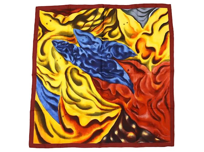 Louis Vuitton Sandro Chia Silk Scarf Brown Blue Dark red Yellow  ref.2291425