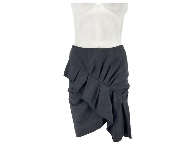 Falda corta Isabel Marant Etoile de lana negra Negro