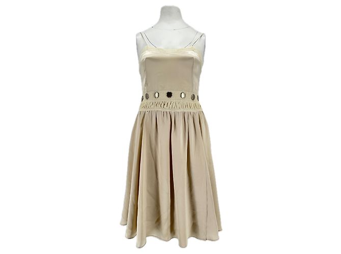 Barbara Bui Seidenkleid ohne Träger Beige Größe 36